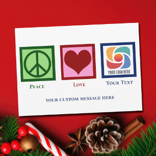 Cartes Pour Fêtes Annuelles Peace Love Logo d'entreprise Noël personnalisé