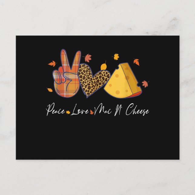 Cartes Pour Fêtes Annuelles Peace Love Mac N Cheese Halloween Thanksgiving (Devant)