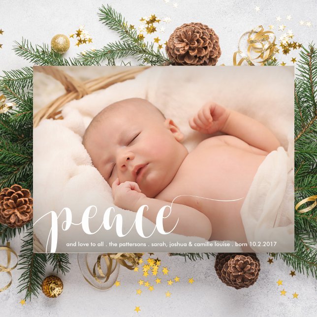 Cartes Pour Fêtes Annuelles Peace, Love Modern Classic Christmas Photo de vaca (Créateur téléchargé)