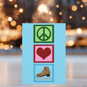 Cartes Pour Fêtes Annuelles Peace Love Patinage sur glace
