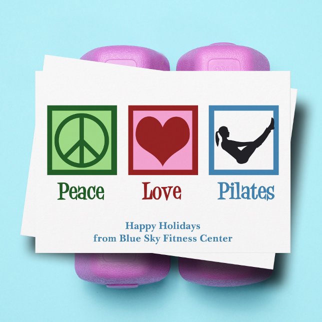 Cartes Pour Fêtes Annuelles Peace Love Pilates Cute Custom Christmas (Créateur téléchargé)