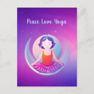 Cartes Pour Fêtes Annuelles Peace Love Yoga girl meditation in space