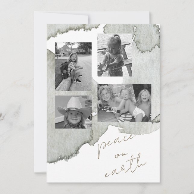 Cartes Pour Fêtes Annuelles Peace on Earth Collage B/W Photo II (Devant)