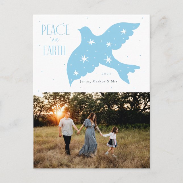Cartes Pour Fêtes Annuelles Peace on Earth Dove Design de Noël (Devant)