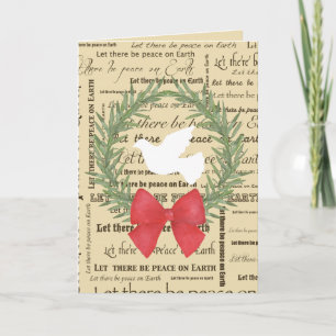 Cartes Pour Fêtes Annuelles Peace on Earth Dove, Feuilles d'oliviers, Typograp