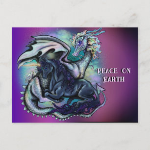 Cartes Pour Fêtes Annuelles Peace On Earth Dragon et Unicorn