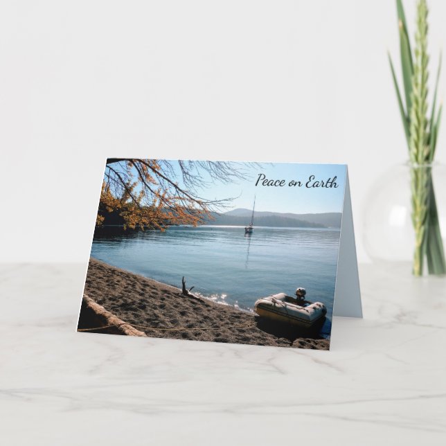 Cartes Pour Fêtes Annuelles Peace on Earth Voilier Washington Beach Noël (Devant)