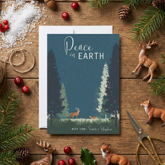 Cartes Pour Fêtes Annuelles Peace on Earth Woodland Evergreen Forest 