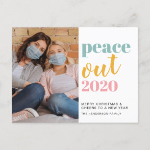 Cartes Pour Fêtes Annuelles Peace Out 2020 Photo moderne Noël Nouvel An