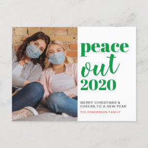 Cartes Pour Fêtes Annuelles Peace Out 2020 Photo Vert Noël Nouvel An