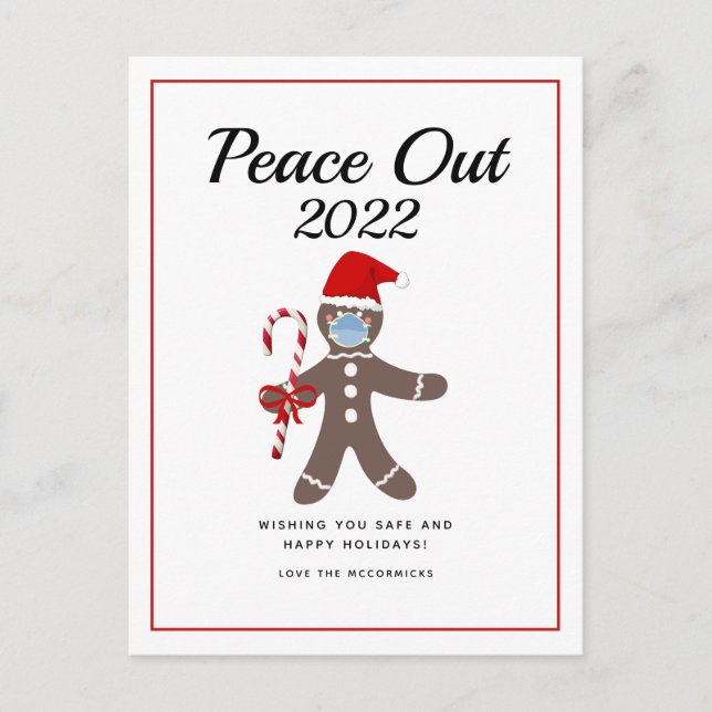 Cartes Pour Fêtes Annuelles Peace Out 2021 Funny Gingerbread Masque Noël (Devant)