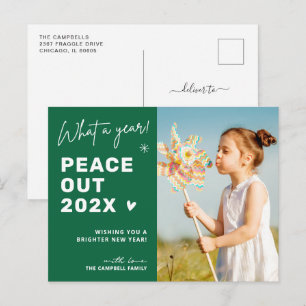 Cartes Pour Fêtes Annuelles Peace Out 2021 Typographie moderne Script photo