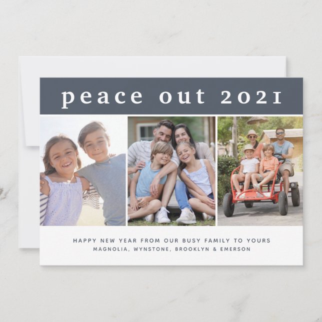 Cartes Pour Fêtes Annuelles Peace Out Bonne photo du Nouvel An (Devant)