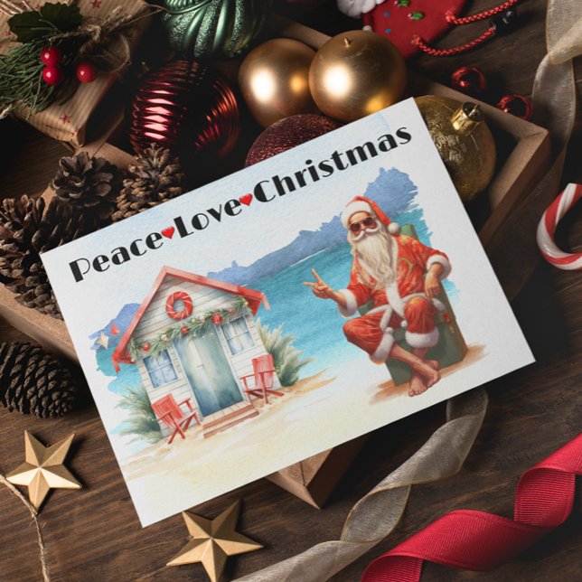 Cartes Pour Fêtes Annuelles Peach Love Christmas Père Noël Beach (Créateur téléchargé)