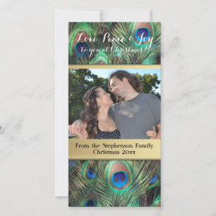 Cartes Pour Fêtes Annuelles Peacock Feather Christmas Love Peace Joie Holiday