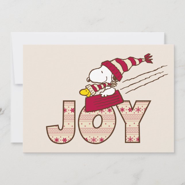 Cartes Pour Fêtes Annuelles Peanuts | Snoopy & Woodstock Joie Balade en Traîne (Devant)