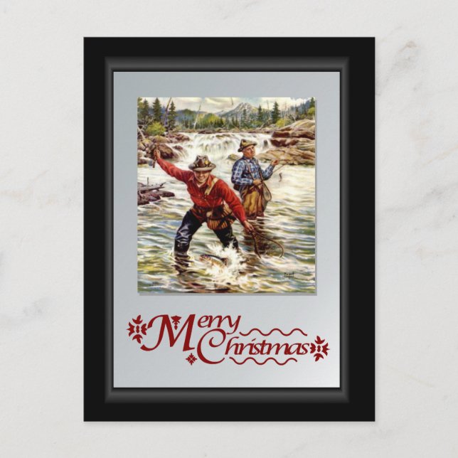 Cartes Pour Fêtes Annuelles Pêche à la mouche sur la rivière (Devant)
