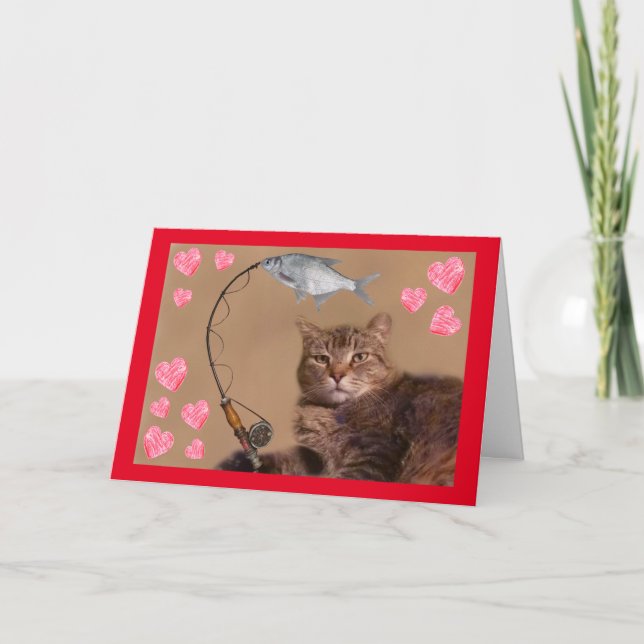 Cartes Pour Fêtes Annuelles Pêche Chat Romantique Saint Valentin (Devant)