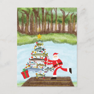 Cartes Pour Fêtes Annuelles Pêche Noël avec le Père Noël