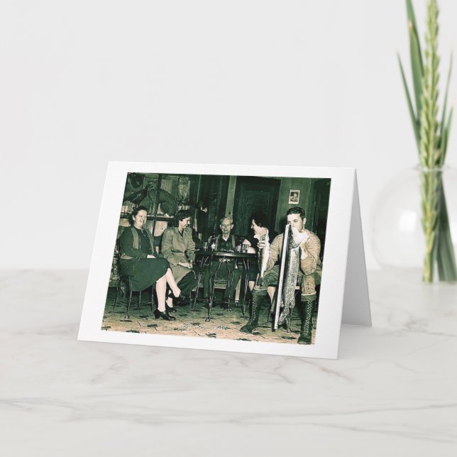 Cartes Pour Fêtes Annuelles Pêcheur vintage dans une barre du Wisconsin (Devant)