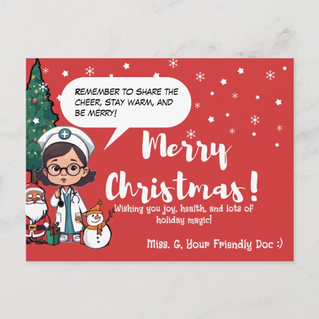 Cartes Pour Fêtes Annuelles Pédiatre | Salutation de Noël pour les enfants (Devant)