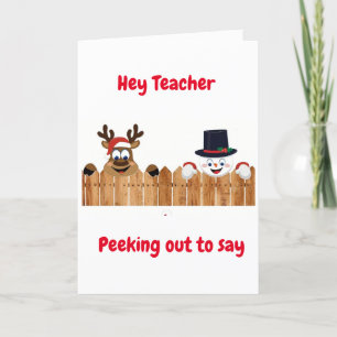 CARTES POUR FÊTES ANNUELLES PEEKING SORT POUR DIRE * JOYEZ NOËL* ENSEIGNANT