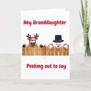 CARTES POUR FÊTES ANNUELLES PEEKING SORT POUR DIRE *JOYEZ NOËL* GRAND-FILLE