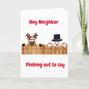 CARTES POUR FÊTES ANNUELLES PEEKING SORT POUR DIRE *JOYEZ NOËL* VOISIN