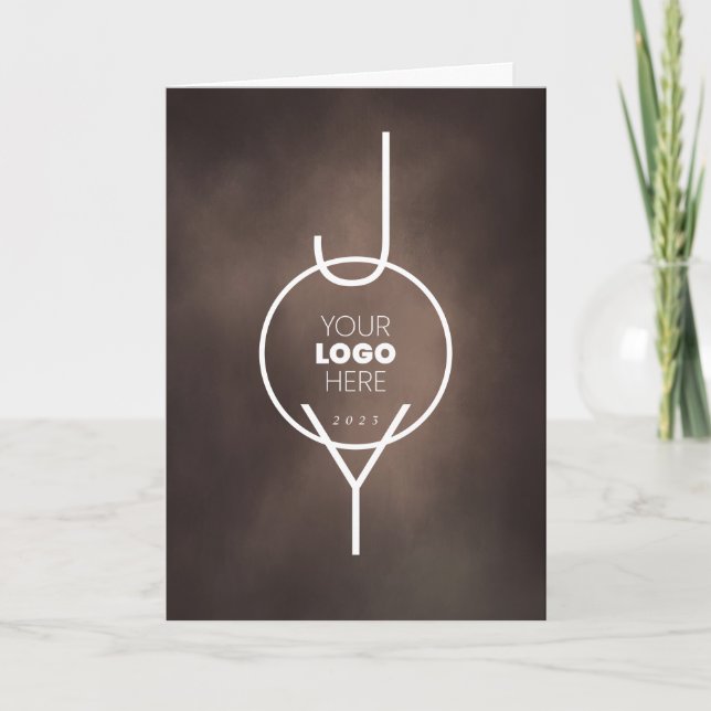 Cartes Pour Fêtes Annuelles Peint JOY cacao Brown Folded Business (Devant)