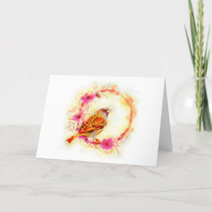 Cartes Pour Fêtes Annuelles Peinture à l'aquarelle du moineau et de la courge 