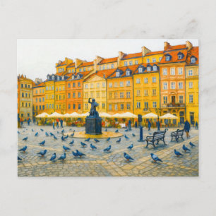 Cartes Pour Fêtes Annuelles Peinture à l'huile de Varsovie Vieille Ville avec