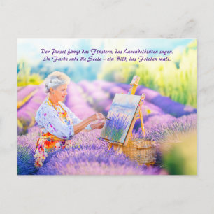 Cartes Pour Fêtes Annuelles Peinture d'artiste dans le champ Lavande en florai