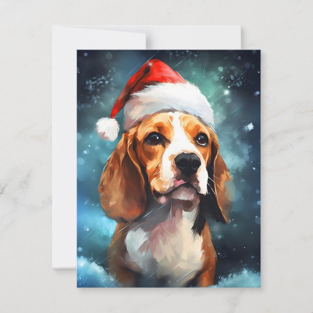 Cartes Pour Fêtes Annuelles peinture de Noël beagle (Devant)