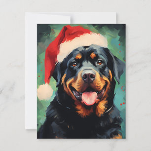 Cartes Pour Fêtes Annuelles Peinture de Noël Rottweiler