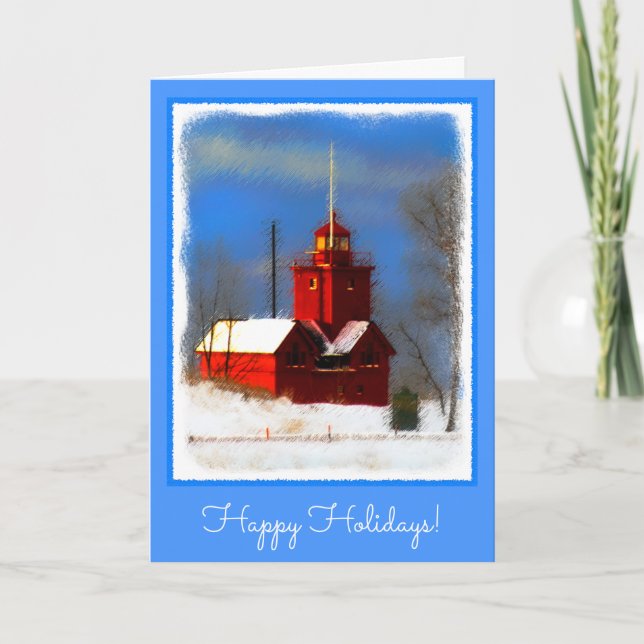 Cartes Pour Fêtes Annuelles Peinture de phare rouge - Art original (Devant)