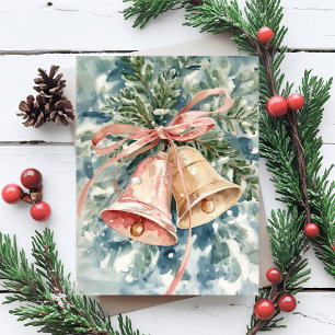 Cartes Pour Fêtes Annuelles Peinture de vacances de Noël aquarelle Clochettes