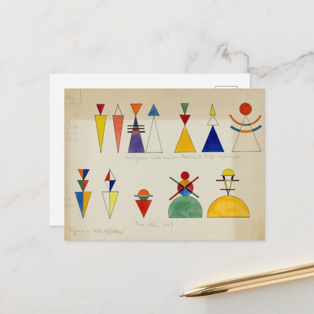 Cartes Pour Fêtes Annuelles Peinture Figurines par Wassily Kandinsky (Devant/Arrière en situation)