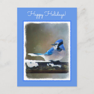 Cartes Pour Fêtes Annuelles Peinture Jay Bleu - Art Oiseau Original