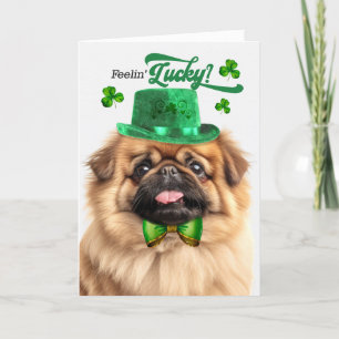 Cartes Pour Fêtes Annuelles Pekingese Chien Feelin' Lucky St Patrick's Day