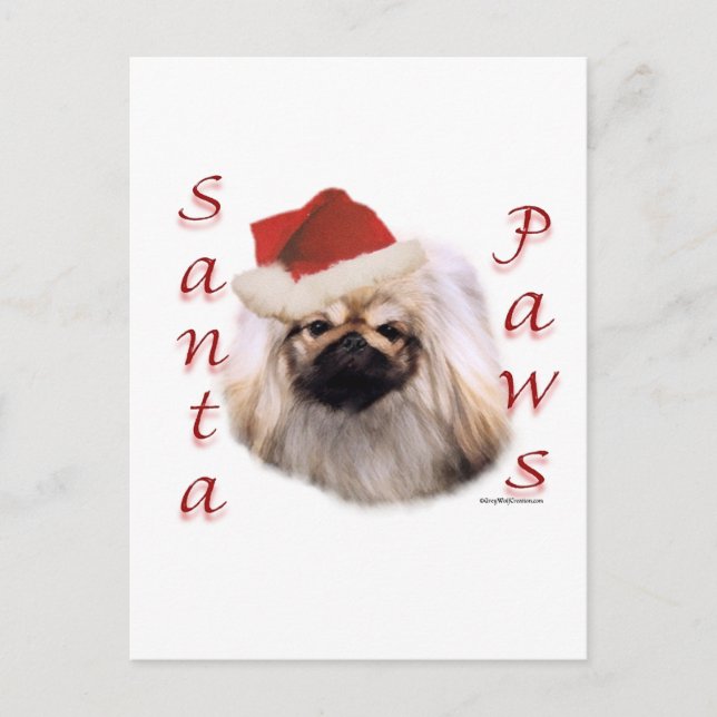 Cartes Pour Fêtes Annuelles Pekingese Père Noël Paws (Devant)