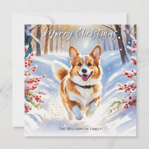 Cartes Pour Fêtes Annuelles Pembroke Welsh Corgi Chien Dans Noël De Neige