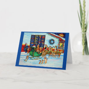 Cartes Pour Fêtes Annuelles Pembroke Welsh Corgi Père Noël Pit Stop Drive via