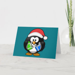Cartes Pour Fêtes Annuelles Penguin avec cadeaux