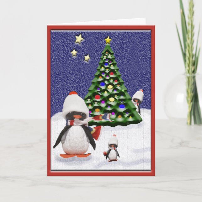 Cartes Pour Fêtes Annuelles Penguin Christmas Paradise Art Custom (Devant)
