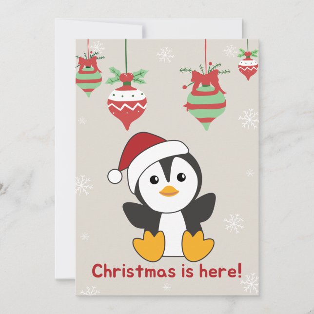 Cartes Pour Fêtes Annuelles Penguin Noël Neige Animaux Hiver Manchots Hol (Devant)