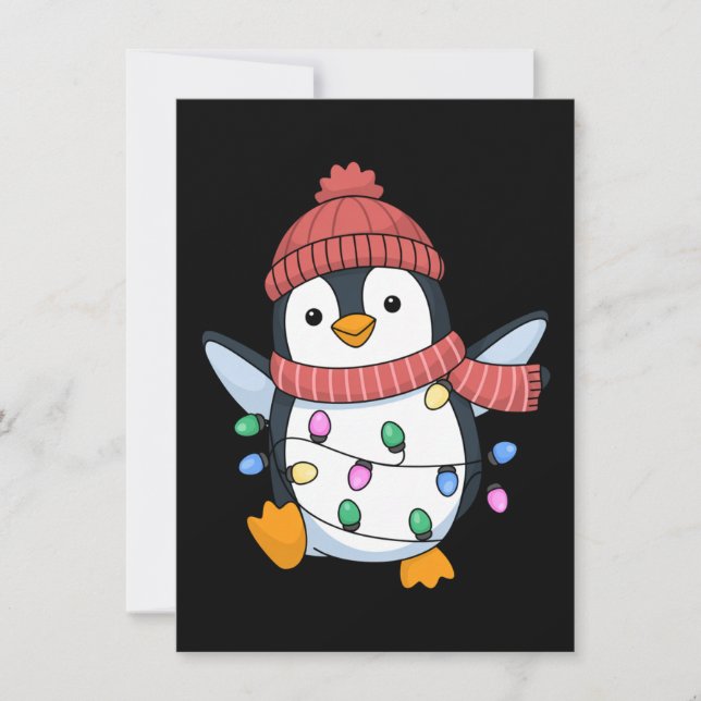 Cartes Pour Fêtes Annuelles Penguin Santa Lights Christmas Penguins Xmas (Devant)