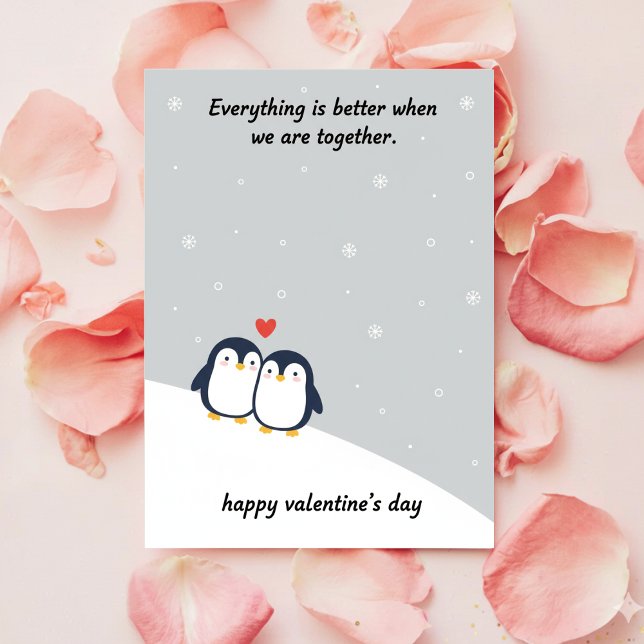 Cartes Pour Fêtes Annuelles Penguin Valentine Love Card Cute Romantic Couples (Créateur téléchargé)
