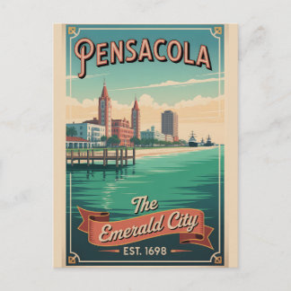 Cartes Pour Fêtes Annuelles Pensacola Floride Vintage Voyage Rétro