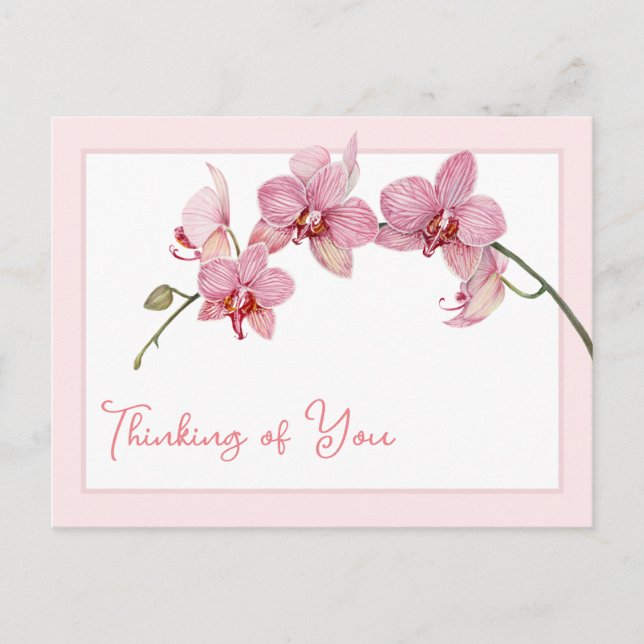 Cartes Pour Fêtes Annuelles Penser à vous Aquarelle Moth Rose Orchidées (Devant)