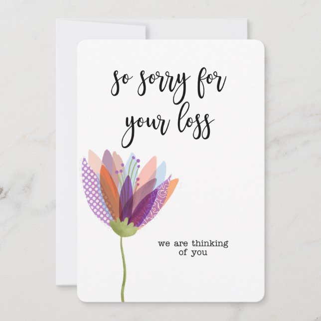 Cartes Pour Fêtes Annuelles penser à vous condoléances endeuillée perte aimée (Devant)